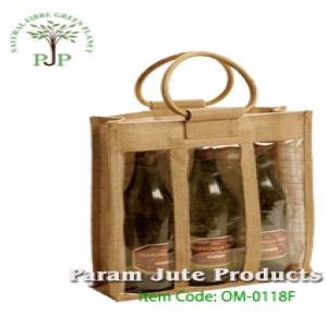 Three Bottle Jute Wine Bags manufacturer